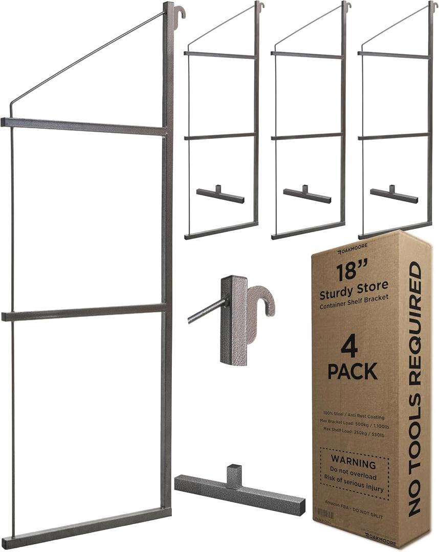 Heavy Duty Shipping Container Shelving, 4 Pack Shipping Container Accessories, Pre Welded Storage Container Shelves, Conex Compatible Shipping Container Brackets