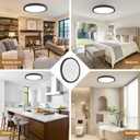15.8 Inch 6PK LED Flush Mount Ceiling Light, 32W, 3480LM, 3000K/4000K/6000K CCT Selectable, Black Ultra-Slim Low Profile Round Flat Panel Light for Bedroom,Kitchen,Hallway