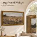 Framed Large Vintage Farmhouse Muted Wildflower Landscape Wall Art 20×40 in
