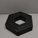 WONFUlity Hexagon Floating Shelves Honeycomb Shelves Wall Mounted Wood Farmhouse Storage Wall Shelf for Bathroom, Kitchen, Bedroom, Living Room,Driftwood Finish Decor, Black (5PC)