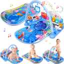 Baby Play Mat with Tummy Time Water Mat, Activity Baby Play Piano Gym with 5 Sensory Toys for Babies, Music and Lights Baby Toys for 0-6 6-24 Months, Newborn Baby Toddlers Toys Gift