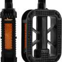 Folding Bike Pedals with Nonskid Treads & Reflective Strips, Waterproof BMX Pedals Compatible with Road Mountain Bike Tricycle(Black,Size:9/16 Inch)