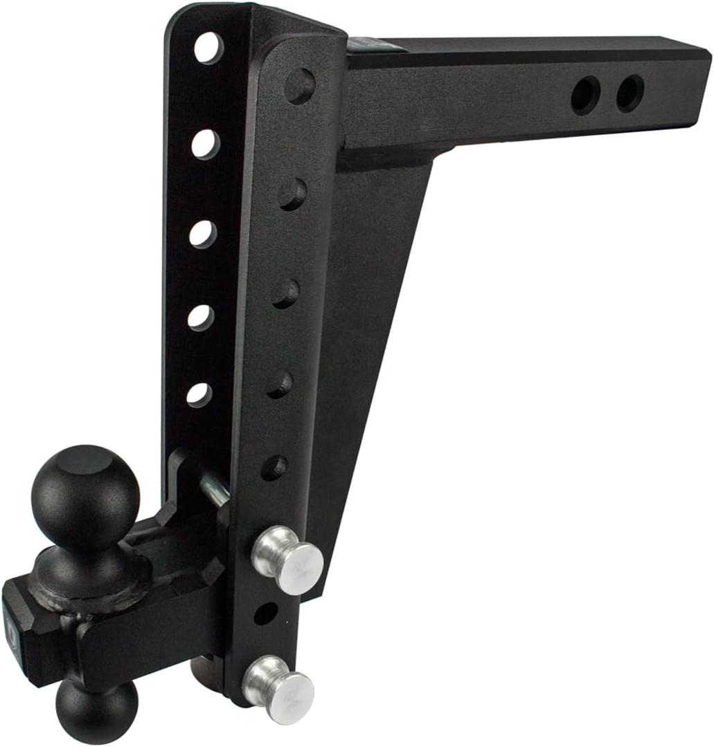 BulletProof Hitches - 2.0" Adjustable Heavy Duty Trailer Hitch (22,000 lb. Rating) - 10" Drop/Rise Trailer Hitch with 2" & 2-5/16" Dual Ball - Powder Coat, Solid Steel, Corrosion-Resistant