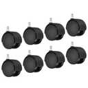 PATIKIL 2.4 Inch Swivel Casters, 8 Pack Nylon 360 Degree Threaded Swivel Stem Wheels Wire Shelving for Furniture Replacement, Black