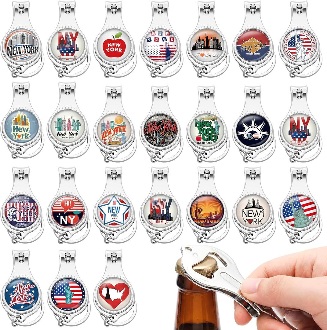24 Set New York Keychain Souvenirs and Gifts Bulk Includes New York Keychains Bottle Openers Nail Clipper Gifts
