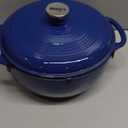 Lodge Essential Enamel Cast Iron Dutch Oven - Perfect for Bread Baking, Braising, Marinating & Slow Cooking - Features Moisture-Sealing Lid & Dual Handles - Kitchen Essentials - 6 Quarts - Indigo