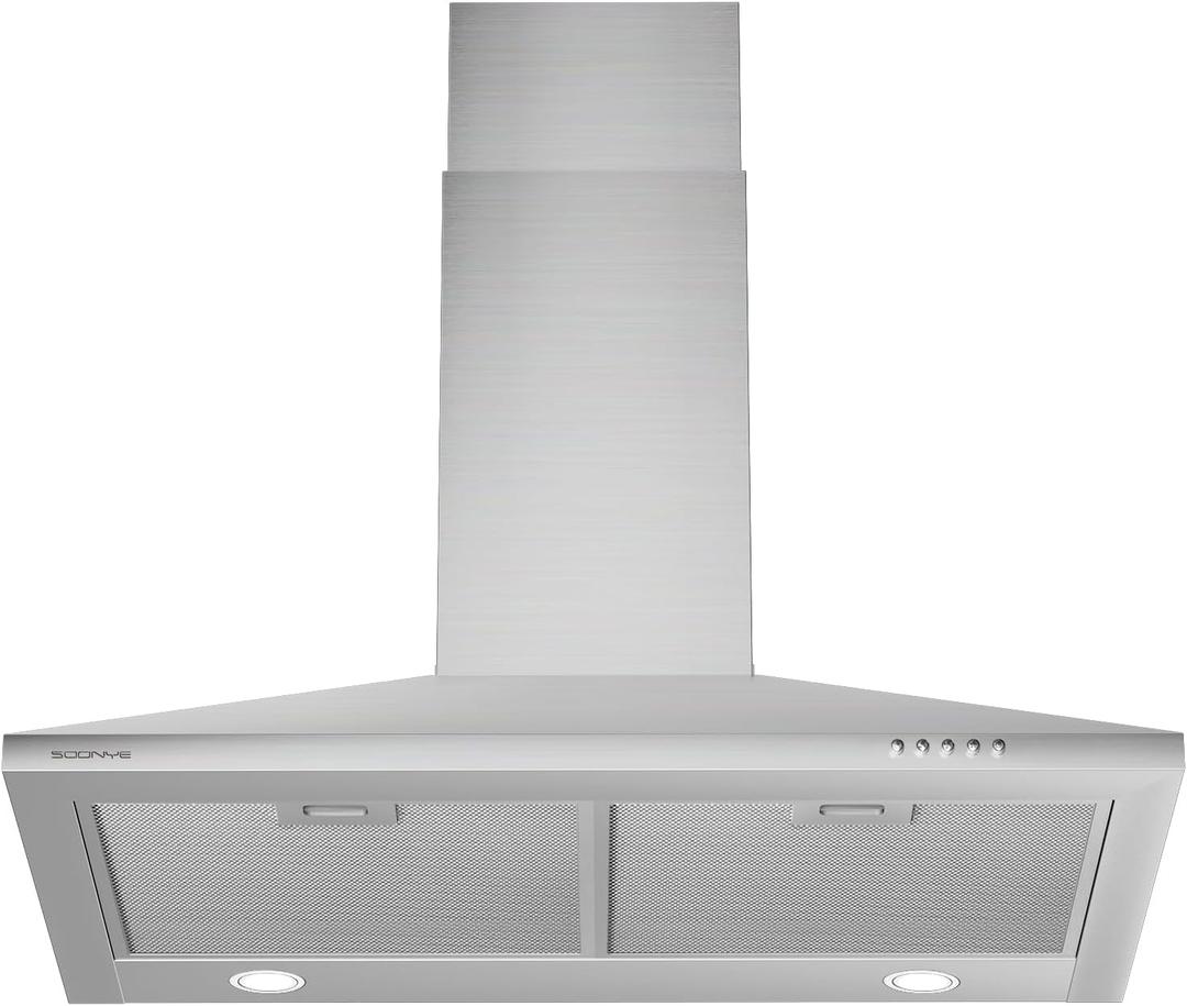 450 CFM 30 inch Range Hood, Stainless Steel Wall Mount Vent Hood, Convertible to Ductless/Ducted with LED Lights, 3 Speed Exhaust Fan
