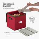 ZOBER Christmas Ornament Storage Box - Stores 64 3" Ornaments, With Dividers - Ornament Organizer Storage Box, Durable Christmas Containers Holder, Dual Zipper - Red