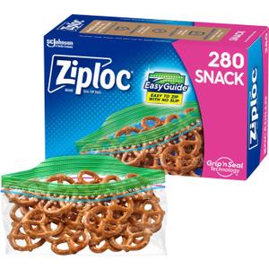 Ziploc Snack Bags for On the Go Freshness, Grip 'n Seal Technology for Easier Grip, Open, and Close, 280 Count