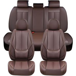 Coverado Seat Covers, Car Seat Covers Front Seats, Car Seat Cover, Waterproof Leather Seat Covers, Seat Cushion, Front Car Seat Covers Leather Car Seat Protector Universal Fit Most Cars Brown (Full Set)