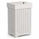 Povrgive Wood Trash Can Cabinet, 13 Gallon Hidden Kitchen Garbage Can with Lid, Farmhouse Dog Proof Trash Can, Metal Ring Included, 16" L x 13" W x 26.5" H, White
