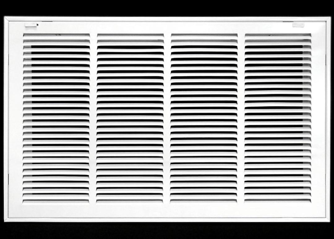 24" X 16 Steel Return Air Filter Grille for 1" Filter - Removable Face/Door - HVAC Duct Cover - Flat Stamped Face - White [Outer Dimensions: 26.5 X 17.75]