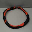 Iwantit Steering Wheel Cover, Carbon Fiber&Breathable Pu Leather with Anti-Slip Rubber Ring, Steering Wheel Protector, Universal Fit 14.5-15 inches for Cars,SUV (Passion Red)