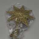 JOIEDOMI 8" Metal 8-Point Star Christmas Tree Topper LED, Glitter Golden Treetop Decorations with 20 Warm White Lights, Battery Powered Decor for Home Holiday Xmas Party Indoor