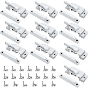 Window Sash Locks, 10 Pack Cam Action White Window Locks, Window Latches with Keeper Diecast Sliding Window Parts Replacement Sash Locks for Sliding Windows Double Hung Windows