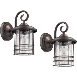 MICSIU Outdoor Light Sconces Wall Mount 2 Pack, Bronze Exterior Light Fixtures with Clear Seedy Glass, 9.8 Inch Outside Light for Home, House, Entryway, Patio, Garage, Doorway