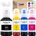 Printers Jack Ink Refill Compatible for 502 T502, Bottles Replacement for EcoTank ET-2750 ET-3750 ET-4750 ET-2760 ET-3760 ET-4760 ET-2700 ET-3700 ET-3710 ET-15000 ST-2000 ST-3000 ST-4000 Printer