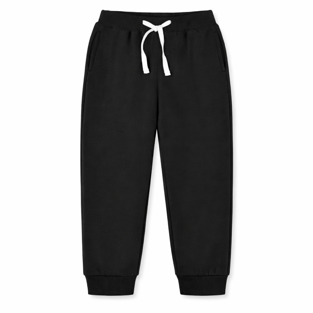 Resinta Baby and Toddler Boys Cotton Active Fleece Jogger Sweatpants Pull on Fleece Pants with Pockets Drawstring for Winter (2T, Black)