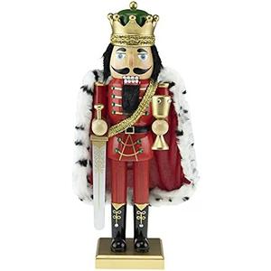 Clever Creations King Arthur 14 Inch Traditional Wooden Nutcracker, Festive Christmas Décor for Shelves and Tables