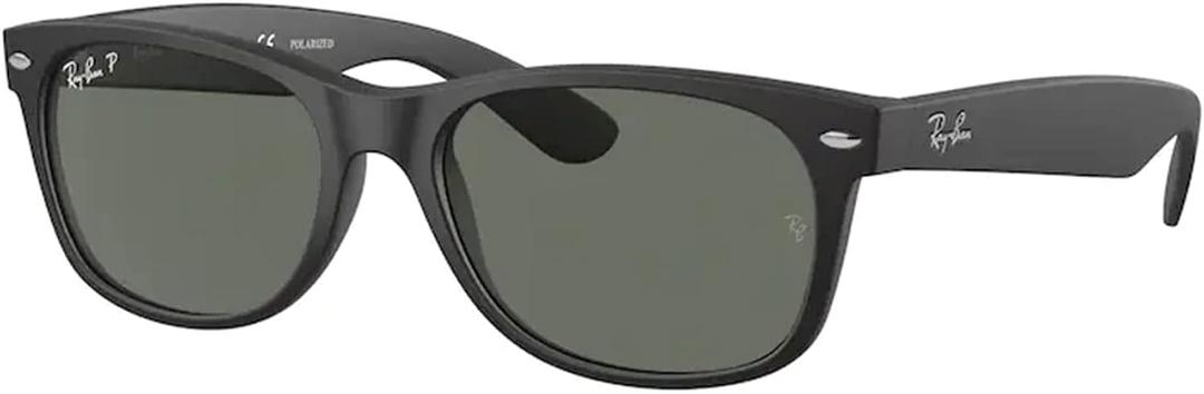Ray-Ban RB2132 POLARIZED NEW WAYFARER Square Sunglasses For Men For Women +BUNDLE with ACCESSORY EYEWEAR KIT (Rubber Black / Green Polarized)