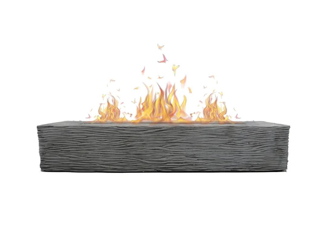 ROUNDFIRE Large Rectangle Tabletop Fire Pit - Portable Bioethanol Fireplace for Indoor & Garden (Textured Finish)