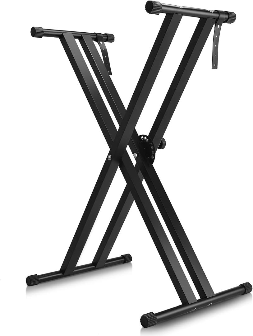 Double-X Piano Keyboard Stand- Heavy Duty,7-Level Adjustable Height,Portable & Anti-Slip for 61/76/88 Key Digital Pianos,Blackelectric piano standdigital piano stand88 key keyboard standstand