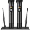 TONOR Wireless Microphone System, Professional Metal Cordless Karaoke Microphones, Handheld Dynamic Mic Set with Receiver for Party, Meeting, KTV, Church, DJ, Wedding, Singing, 200ft, TW820 Black (Black & Black)