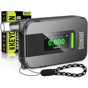 Portable Rechargeable Breathalyzer, 2025 Pro-Grade Accuracy Breathalyzer with IPS Digital Display & 10 Reusable Personal Mouthpieces, Ideal USB Alcohol Tester for Car/Home Use (Black)