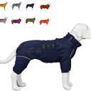 Lovelonglong Warm Dog Coat - Double Layers Vest, 4 Legs Covered Windproof Waterproof Reflective Outdoor Skating Costume for Small Medium Large Dogs, Navyblue Size Small