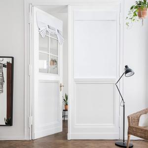 HOMEIDEAS Pure White Blackout Privacy French Door Curtains, 26 X 40 Inch Door Covering for Glass Window, Thermal Insulated Tie Up Shades Window Curtains for Bedroom, 1 Panel