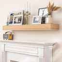 AZSKY 48 Inch Solid Wood Fireplace Mantel Shelf, Handcrafted Pine Floating Mantel for Fireplace, Wall Mounted Decorative Beam Shelf with Invisible Bracket for Living Room, Farmhouse Mantel Decor