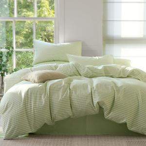 JELLYMONI Striped Duvet Cover Set - Queen Size Comforter Cover, Classic Sage Green & White Stripes, 100% Cotton 3 Pcs Bedding with Zipper Closure & 8 Corner Ties for Master or Guest Bedroom