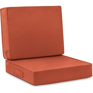 Favoyard Deep Seat Patio Cushion Set 24 x 24 Inch Waterproof Outdoor Chair Cushions for Patio Furniture with Fade Resistant and Removable Cover with Handle & Adjustable Straps for Patio, Yard, Garden (Spice)