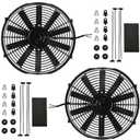 MuHize Electric Electric Radiator Cooling Fan - Upgraded 14" Universal High Performance Fan Push/Pull Electric Radiator Cooling Assembly Reversible 12V 80W with Mount Kit (Pack of 2)
