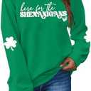 UNIQUEONE St Patricks Day Sweatshirt - Here for The Shenanigans Sweatshirts Women Casual Irish Long Sleeve Pullover Tops, L