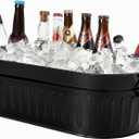Lallisa 1 Pcs 5.3 Gallon Galvanized Metal Drink Bucket with Handles, Black (EXP 11/26/26)