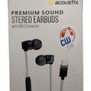 Acoustix Premium Sound Stereo Earbuds With Lightning USB C Connector