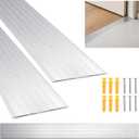 Aluminum Door Threshold - 36" L x 5" W 2PCS Exterior Door Threshold with Pre Drilled Holes and Expansion Screws, Non-slip Fluted Saddle Threshold Flat Profile Threshold, Prevent Dust & Airflow, Silver
