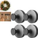 Zloeoa 4Pcs Suction Cup Hooks, Wreath Hangers for Front Door, Strong Hold No Drill Hangers for Bathroom, Kitchen, Glass, Tile, Perfect for Wreaths (Black)