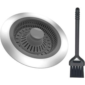 2 x 3 in 1 Sink Strainer Stopper and Pop-up Kitchen Sink Drain Strainer, Stainless Steel Filter with Bigger Basket, Anti-Clogging Kitchen Sink Drain Stopper for US Standard 3-1/2 Inch Drain
