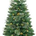 3ft Pre-lit Artificial Christmas Tree,100 PVC Branches Tips+20 Flowering Pine Needles+Burlap Wrapped Plastic Base,Battery Operated Green Xmas Tree for Tabletop or Desk