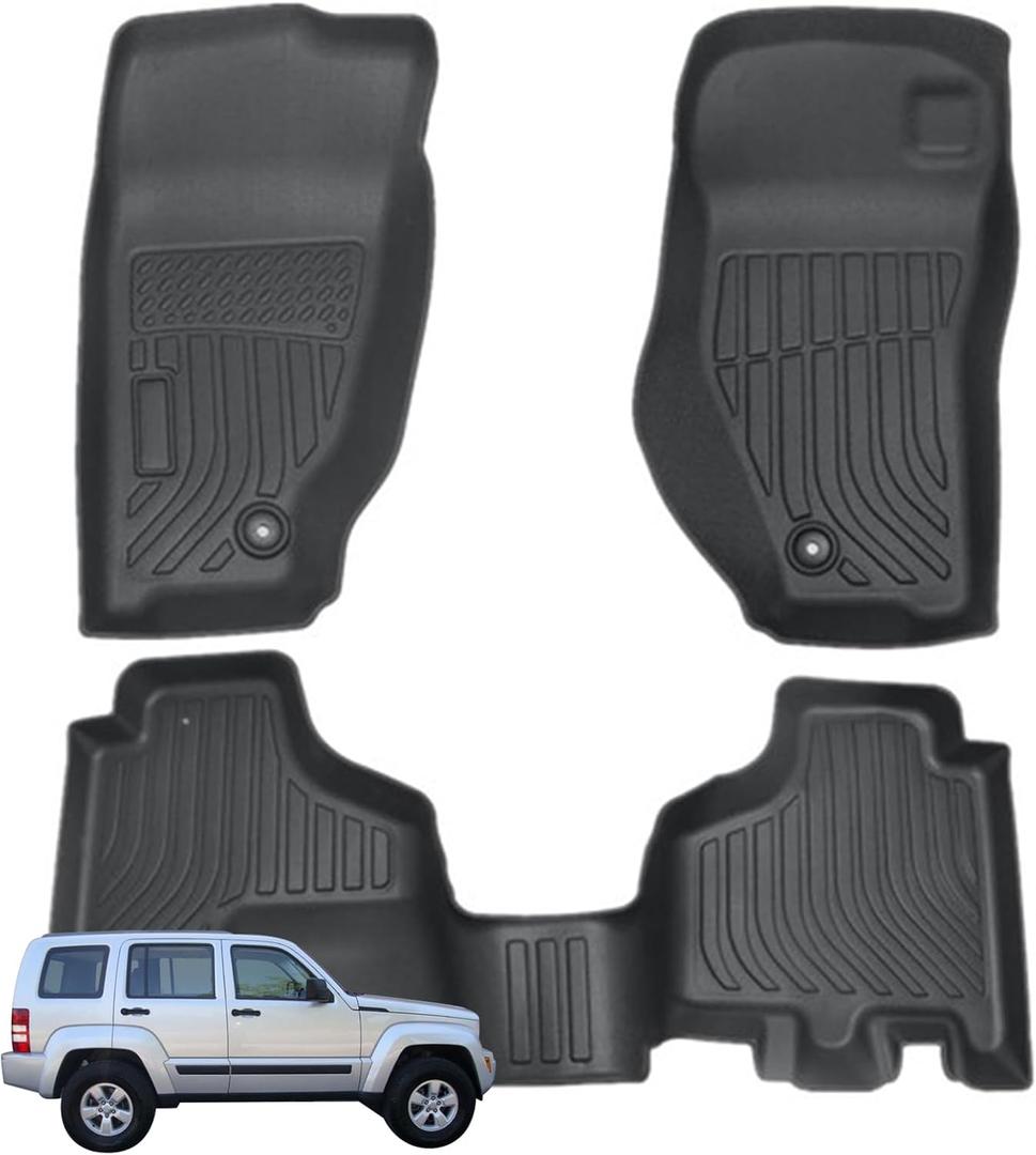 Priprilod Floor Mats Fit for Jeep Liberty 2008-2012 All Weather Protector TPE Floor Liners Custom Fit Car Mats Non-Slip，Only Left Hand Drive Versions