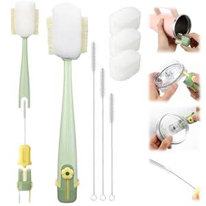 XANGNIER 5 in 1 Bottle Cleaning Brush Set, Multifunctional Water Bottle Brush and Straw Cleaner Brush, Cleaning Tool Kit for Owala/ Stanley/ Yeti/ Simple Modern Tumbler Cup Accessories, Kitchen Gadgets