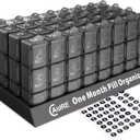 Monthly Pill Organizer 3 Times A Day, One Month Pill Box Organizer Morning-Noon-Night, 31 Day Pill Organizer with 32 Daily Compartments for Fish Oil, Vitamins, Supplements and Medications,Black