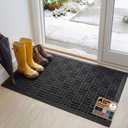 GORILLA GRIP 100% Waterproof All-Season WeatherMAX Doormat, 58x34, US Designed Natural Rubber, Stain and Fade Resistant, Low Profile Indoor Outdoor Door Mats, Easy Clean Patio Mat, Black Maze