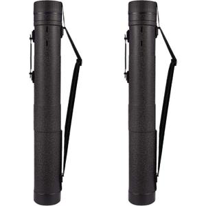 CALPALMY 2-Pack Extendable Poster Tubes Expand from 30.5 to 49 with Shoulder Strap and Handle | Carry Documents, Blueprints, Drawings and Art | Black Portable Durable Round Storage Cases