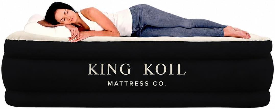 King Koil Air Mattress Queen with Built-in Pump, Inflatable Blow Up Bed 