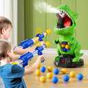 Dinosaur Shooting Toys for Kids 3-5 Years, Movable Target Shooting Games with 2 Air Pump Launcher, Interactive Competition Game Gift for Boys and Girls Ages 3 4 5 6 7 8 Years Old (2 Popper Guns)