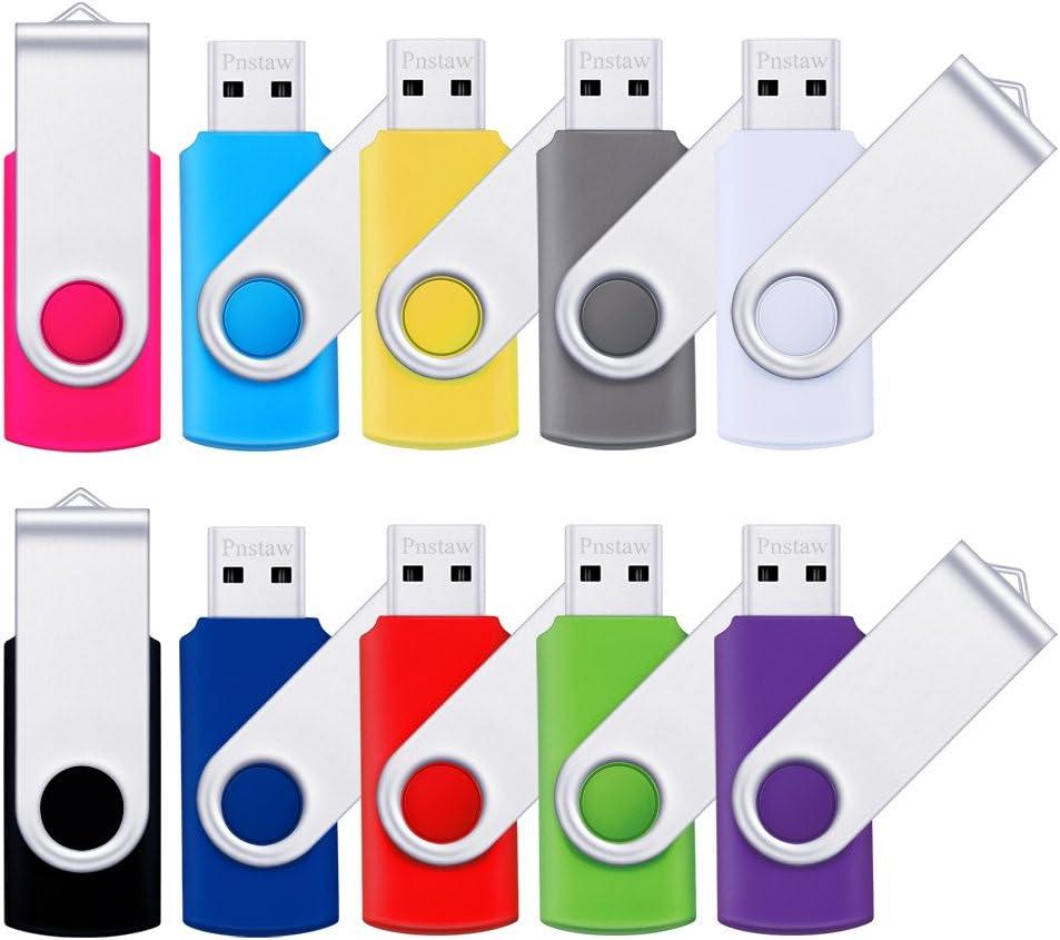 (NOT 256GB) Flash Drive 256MB USB 2.0 10 Pack Swivel Blank Memory Stick Pnstaw Bulk Thumb Drive Pen Drives Jump Drive for Data Storage, File Sharing(10 Pack,Multi-Color) (256MB)