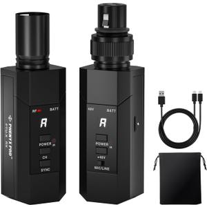 Phenyx Pro Plugon XLR Wireless Transmitter Receiver System, WiredtoWireless Microphone System w/ 16 UHF Frequencies, AutoScan, XLR Microphone Adapter for Both Dynamic Mic and Condenser Mic (PTUX)